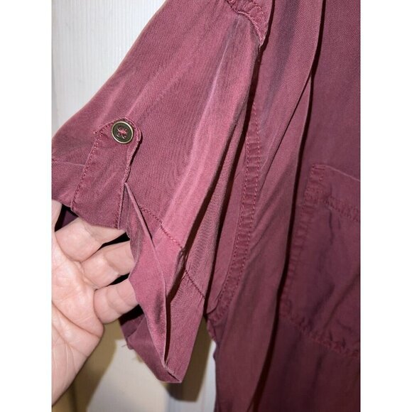 UNIVERSAL THREAD Burgundy Lyocell Short Sleeve V-Neck Shirt Dress Sz XL - Picture 7 of 13